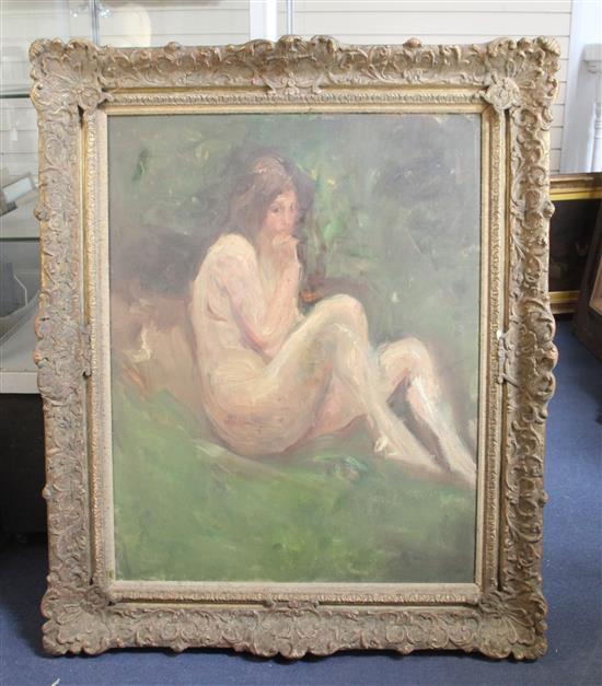 Albert de Belleroche (1864-1944) Femme Nue dans la Campagne 32 x 25in.